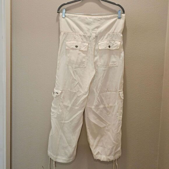 NWT Bebe Off White Cargo Wide Leg Cropped Highrise Pants Size 6 - Picture 5 of 10